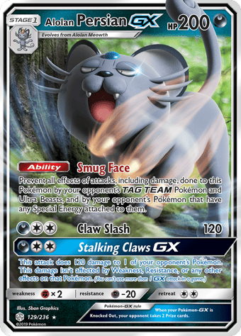 Alolan Persian-GX Cosmic Eclipse Pokemon Card