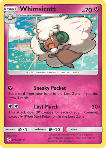 Whimsicott Cosmic Eclipse Pokemon Card