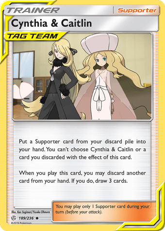 Cynthia & Caitlin Cosmic Eclipse Pokemon Card