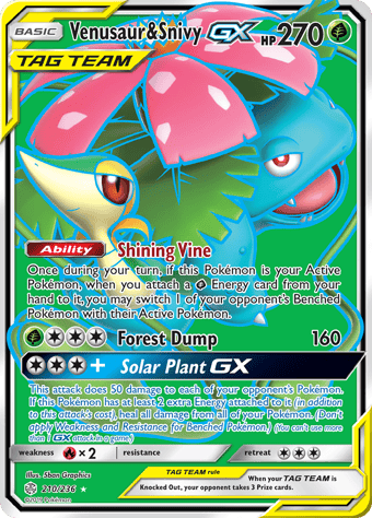 Venusaur & Snivy-GX Cosmic Eclipse Pokemon Card