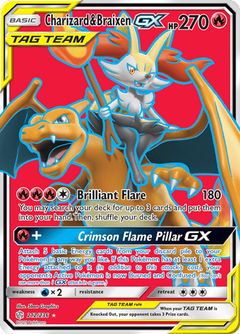 Charizard & Braixen-GX Cosmic Eclipse Pokemon Card