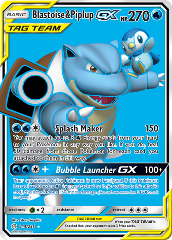Blastoise & Piplup-GX Cosmic Eclipse Pokemon Card
