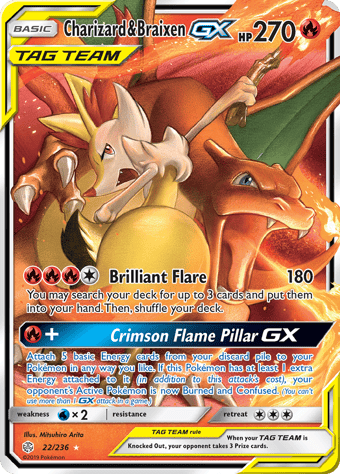 Charizard & Braixen-GX Cosmic Eclipse Pokemon Card
