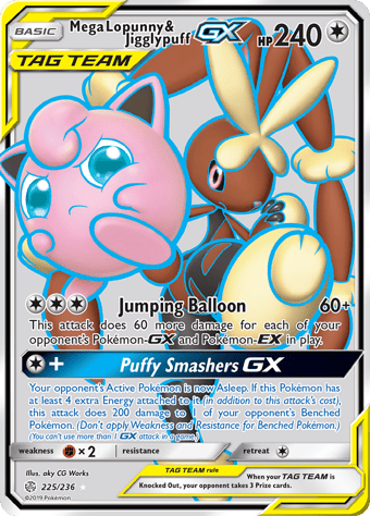 Mega Lopunny & Jigglypuff-GX Cosmic Eclipse Pokemon Card