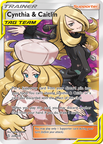 Cynthia & Caitlin Cosmic Eclipse Pokemon Card