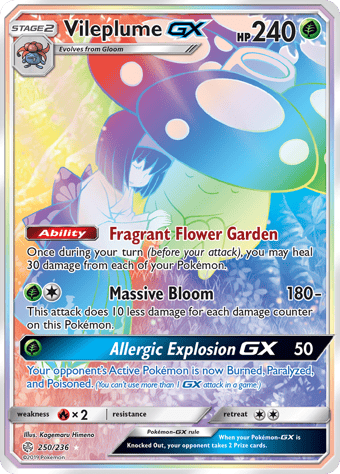 Vileplume-GX Cosmic Eclipse Pokemon Card