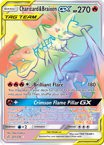 Charizard & Braixen-GX Cosmic Eclipse Pokemon Card