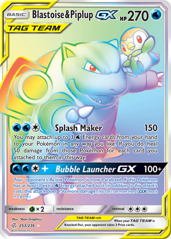 Blastoise & Piplup-GX Cosmic Eclipse Pokemon Card