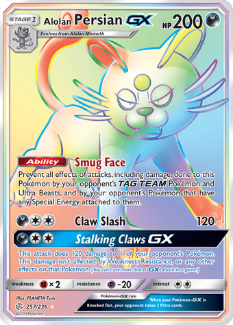 Alolan Persian-GX Cosmic Eclipse Pokemon Card
