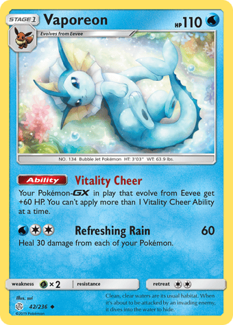 Vaporeon Cosmic Eclipse Pokemon Card