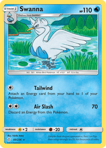 Swanna Cosmic Eclipse Pokemon Card