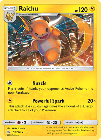 Raichu Cosmic Eclipse Pokemon Card