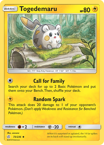 Togedemaru Cosmic Eclipse Pokemon Card