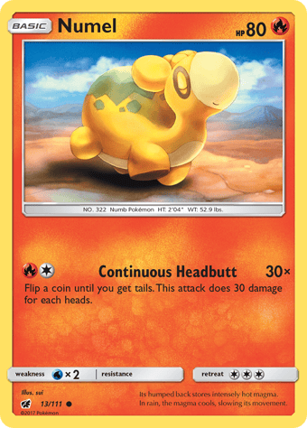 Numel Crimson Invasion Pokemon Card