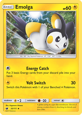 Emolga Crimson Invasion Pokemon Card