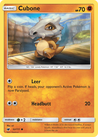 Cubone Crimson Invasion Pokemon Card