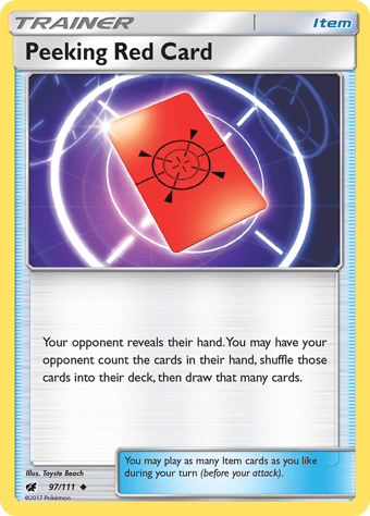 Peeking Red Card Crimson Invasion Pokemon Card