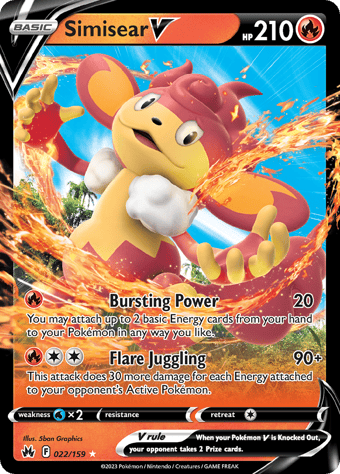 Simisear V Crown Zenith Pokemon Card
