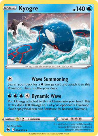 Kyogre Crown Zenith Pokemon Card