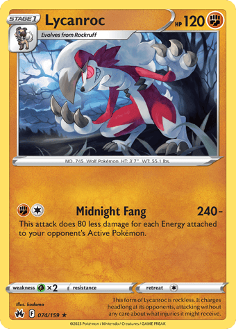 Lycanroc Crown Zenith Pokemon Card