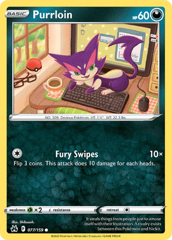 Purrloin Crown Zenith Pokemon Card