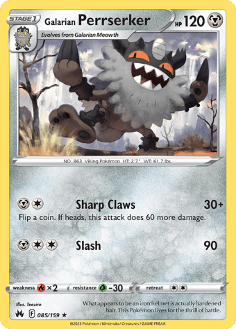 Galarian Perrserker Crown Zenith Pokemon Card