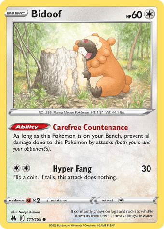 Bidoof Crown Zenith Pokemon Card