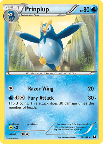 Prinplup Dark Explorers Pokemon Card