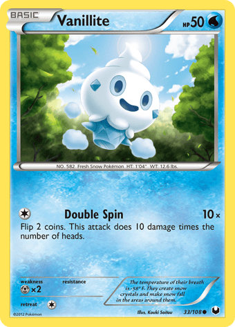 Vanillite Dark Explorers Pokemon Card