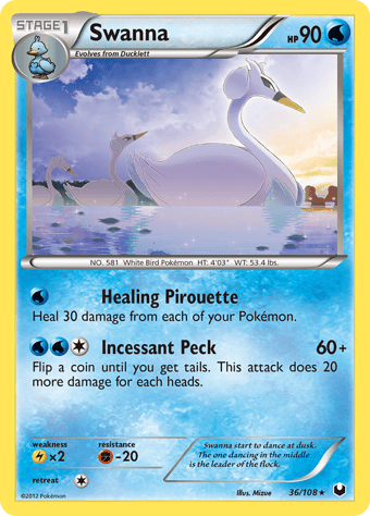 Swanna Dark Explorers Pokemon Card