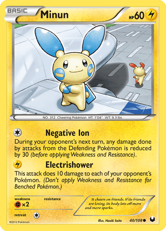 Minun Dark Explorers Pokemon Card