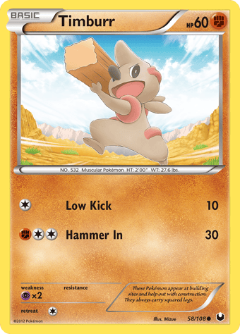 Timburr Dark Explorers Pokemon Card