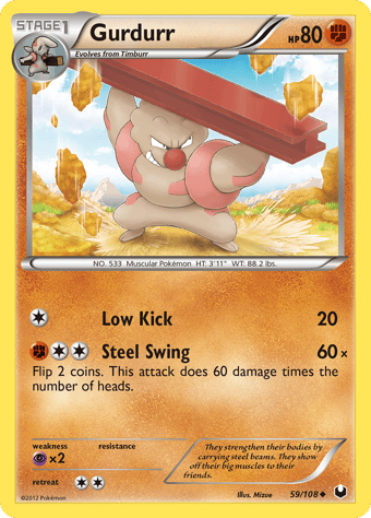 Gurdurr Dark Explorers Pokemon Card