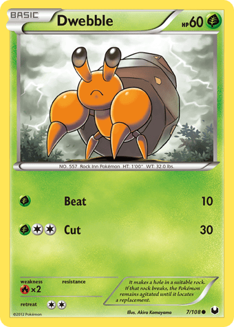 Dwebble Dark Explorers Pokemon Card