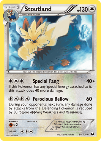 Stoutland Dark Explorers Pokemon Card