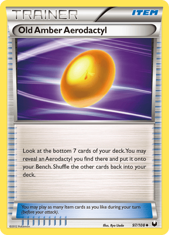 Old Amber Aerodactyl Dark Explorers Pokemon Card