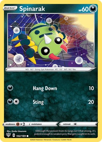 Spinarak Darkness Ablaze Pokemon Card