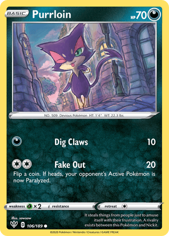 Purrloin Darkness Ablaze Pokemon Card