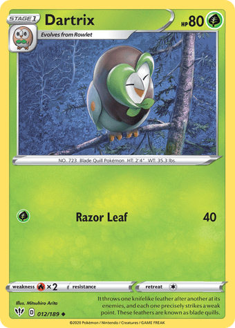 Dartrix Darkness Ablaze Pokemon Card