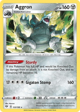 Aggron Darkness Ablaze Pokemon Card