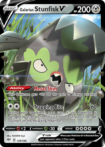 Galarian Stunfisk V Darkness Ablaze Pokemon Card