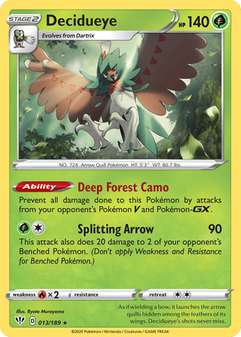 Decidueye Darkness Ablaze Pokemon Card