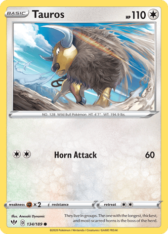Tauros Darkness Ablaze Pokemon Card