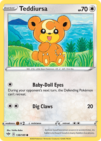 Teddiursa Darkness Ablaze Pokemon Card