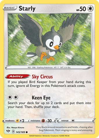 Starly Darkness Ablaze Pokemon Card