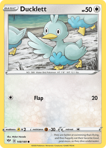Ducklett Darkness Ablaze Pokemon Card