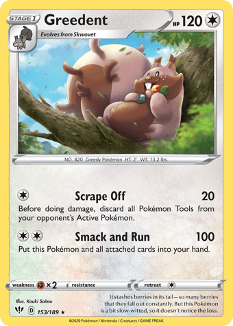 Greedent Darkness Ablaze Pokemon Card