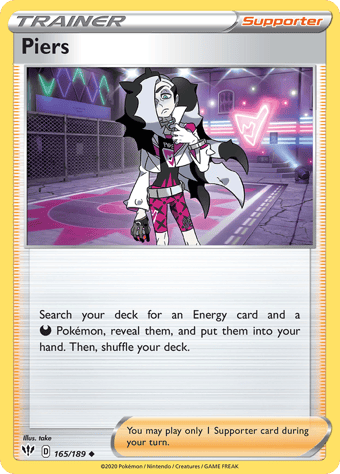 Piers Darkness Ablaze Pokemon Card