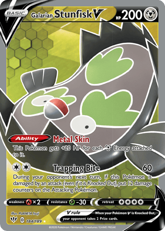 Galarian Stunfisk V Darkness Ablaze Pokemon Card