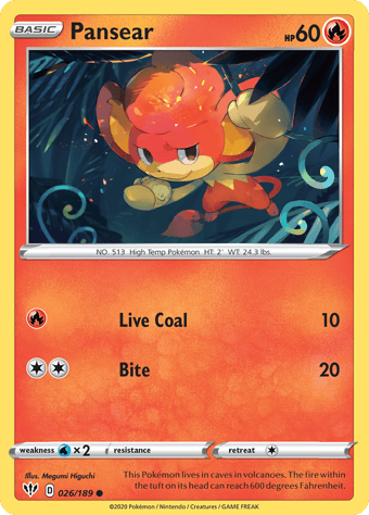 Pansear Darkness Ablaze Pokemon Card